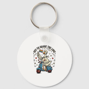 Grappige Gans Scooter Liefde Vintage Shirt Ontwerp Sleutelhanger