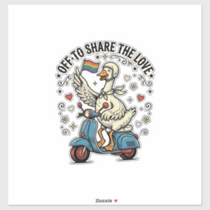 Grappige Gans Scooter Liefde Vintage Shirt Ontwerp Sticker