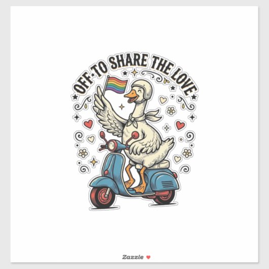Grappige Gans Scooter Liefde Vintage Shirt Ontwerp Sticker (Vel)