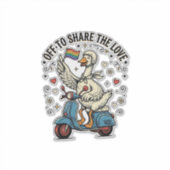 Grappige Gans Scooter Liefde Vintage Shirt Ontwerp Sticker (Voorkant)