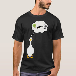 grappige gans sla en mensen achterna, gans laat t-shirt