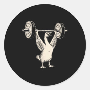Grappige Gans Spier Moeder Gym Pomp Hoes Gewichten Ronde Sticker
