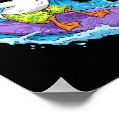 Grappige gans surft op een oceaangolf 1 - Fan Fun Poster (Hoek)