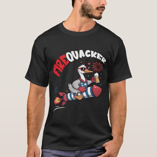 Grappige Gans Vierde Juli Vuurkraker 4e Juli T-shirt (Voorkant)