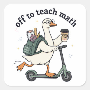 Grappige Gans Wiskundeleraar Gaat Wiskunde Leren C Vierkante Sticker
