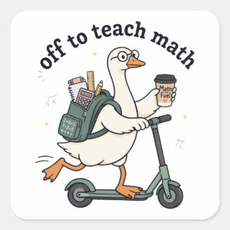 Grappige Gans Wiskundeleraar Gaat Wiskunde Leren C Vierkante Sticker