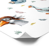 Grappige Ganzen Patroon – Whimsical Gans Print (Hoek)
