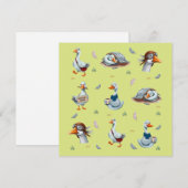 Grappige Ganzen Patroon – Whimsical Gans Print Kaart (Voorkant / Achterkant)