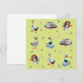 Grappige Ganzen Patroon – Whimsical Gans Print Kaart (Voorkant / Achterkant)