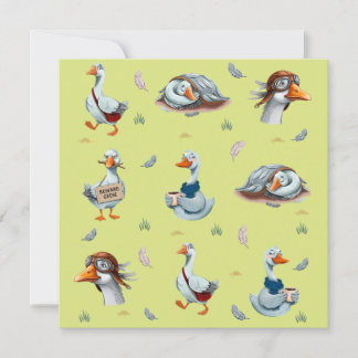 Grappige Ganzen Patroon – Whimsical Gans Print Kaart