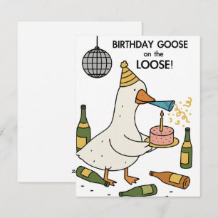 Grappige Ganzen Verjaardagskaart   Gans op Vrije V Feestdagenkaart