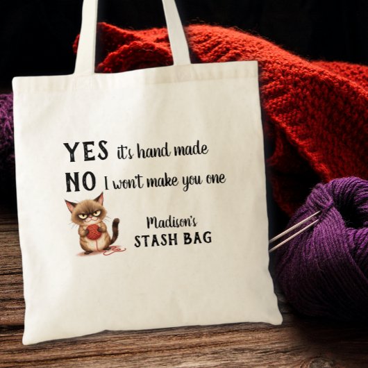 Grappige Garenliefhebbers Chagrijnige Kat Breiers Tote Bag