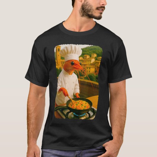Grappige Garnaalkok Kookt Garnalen Gebakken Rijst T-shirt (Voorkant)