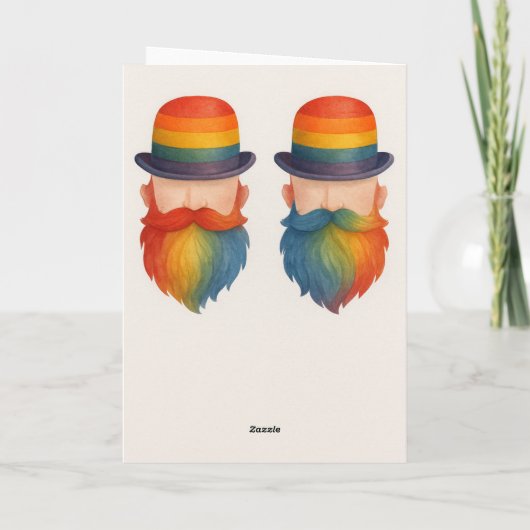 Grappige Gay Beard Paar Jubileum Rainbow Prider Kaart (Achterkant)