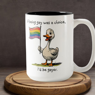 Grappige Gay Duck Goose Regenboog Vlag Tweekleurige Koffiemok