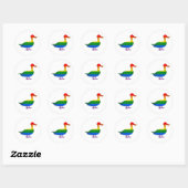 Grappige Gay en Lesbische Pride Duck, Quack Quack Ronde Sticker (Vel)