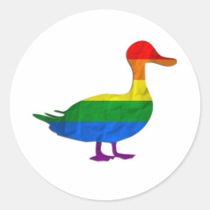 Grappige Gay en Lesbische Pride Duck, Quack Quack Ronde Sticker