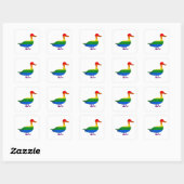 Grappige Gay en Lesbische Pride Duck, Quack Quack Vierkante Sticker (Vel)