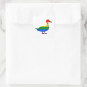 Grappige Gay en Lesbische Pride Duck, Quack Quack Vierkante Sticker (Tas)