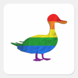 Grappige Gay en Lesbische Pride Duck, Quack Quack Vierkante Sticker