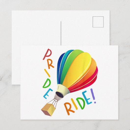 Grappige Gay Pride Hete Luchtballon Rainbow Ride G Briefkaart (Voorkant / Achterkant)