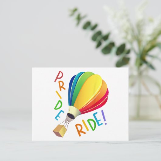 Grappige Gay Pride Hete Luchtballon Rainbow Ride G Feestdagenkaart (Staand voorkant)