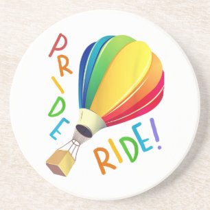 Grappige Gay Pride Hete Luchtballon Rainbow Ride G Zandsteen Onderzetter