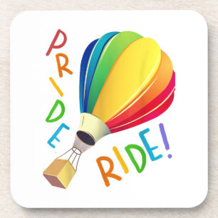 Grappige Gay Pride-hete luchtballon Regenboogrit H Bier Onderzetter