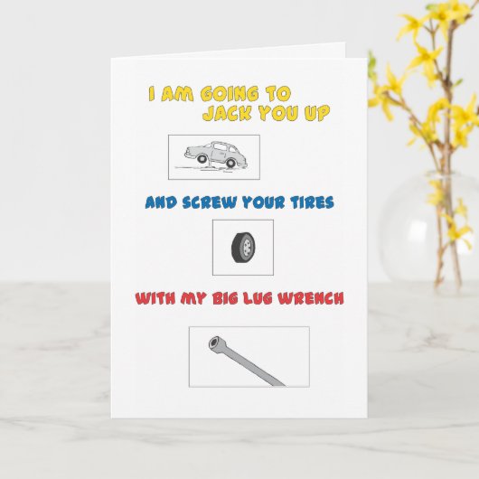 Grappige gay verjaardag "Jack You Up" Kaart (Gele Bloem)