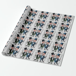 Grappige Gay Wedding Groom en Groom Stick Figuren Cadeaupapier