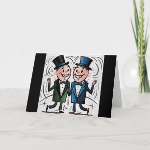 Grappige Gay Wedding Groom en Groom Stick Figuren Kaart