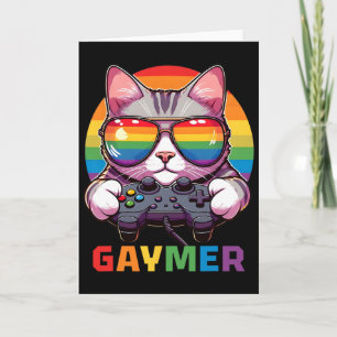 Grappige Gaymer Kat Gamer Lgbtq Pride Regenboog Vi Kaart