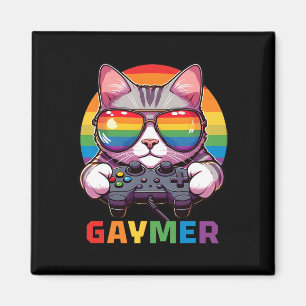 Grappige Gaymer Kat Gamer Lgbtq Pride Regenboog Vi Magneet