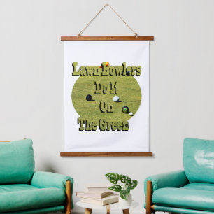 Grappige gazon bowlers doen het groen, muur hangen hangend wandkleed