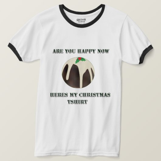 Grappige gazon kommen kerst pudding, Ringer Tshirt (Design voorkant)
