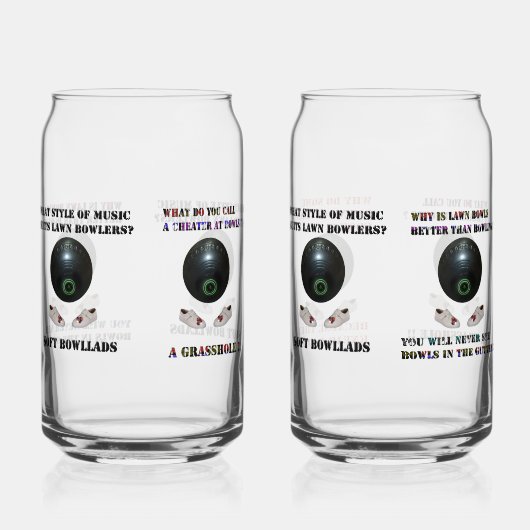 Grappige gazon kommen puns, blikvorm glas (Links)