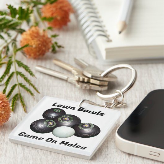 Grappige gazon kommen spel op m...., sleutelhanger (Voorkant Rechts)