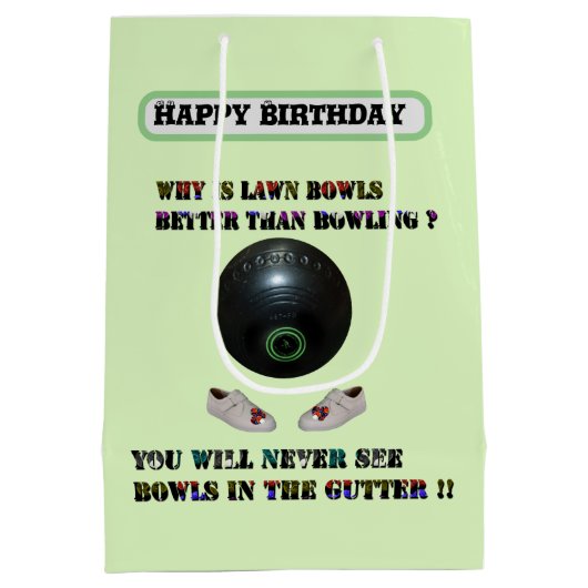 Grappige gazon kommen versus bowlen, verjaardag medium cadeauzakje (Achterkant)