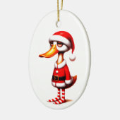 Grappige Geanimeerde Eend Kerstkaart Keramisch Ornament (Links)