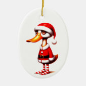 Grappige Geanimeerde Eend Kerstkaart Keramisch Ornament (Voorkant)
