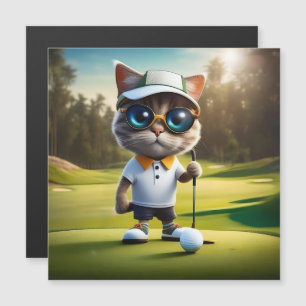 Grappige geanimeerde kat golfspeler,