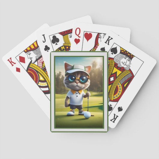 Grappige geanimeerde kat golfspeler, pokerkaarten (Achterkant)