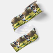 Grappige geanimeerde kat golfspeler, satijnen lint (Achterkant)