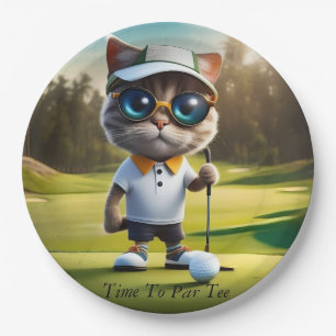 Grappige Geanimeerde Kattengolfspeler, Papieren Bordje