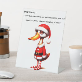 Grappige Geanimeerde Kerst Eend Reclamebord Met Voetstuk