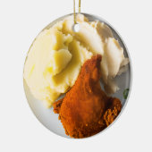 Grappige gebakken kip en aardappelpuree kerst keramisch ornament (Links)