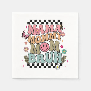 Grappige geblokte mama bloeit Moederdag Schattigee Servet