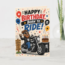 Grappige Geboren om te Rijden Motorfiets Verjaarda