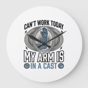 Grappige Gebroken Arm Gips Vintage T-Shirt Ontwerp Grote Klok