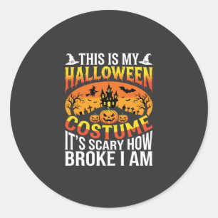 Grappige Gebroken Halloween Kostuum Spookhuis Ontw Ronde Sticker